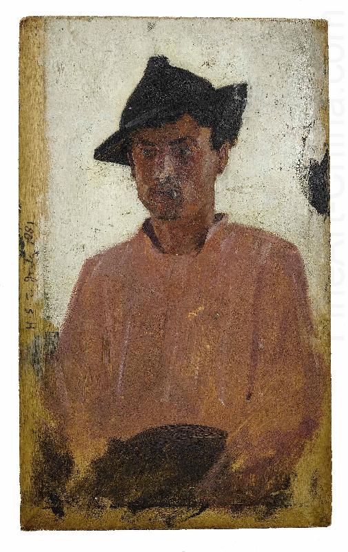 Henry Scott Tuke Italian man with hat oil painting picture